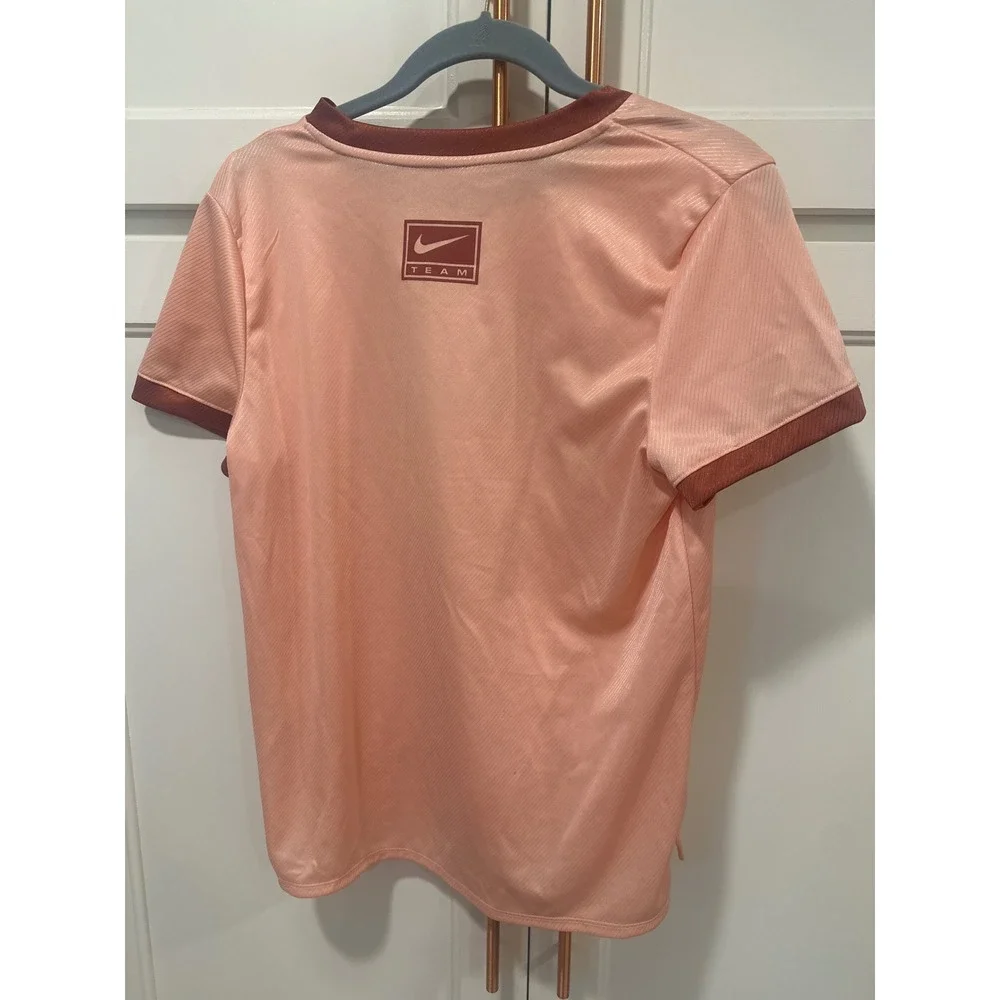 Nike Dri FIT Team Peach Ringer T Shirt Womens Medium Athletic Top - Picture 4 of 6
